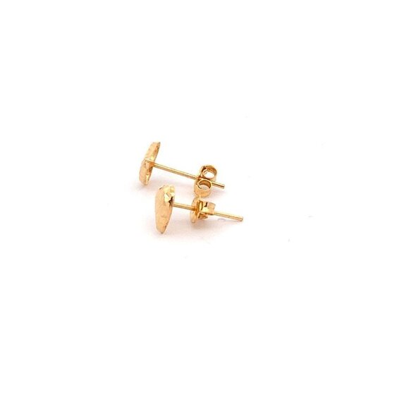 18K Yellow Gold Earrings Heart Stud Textured 0.95 grams Small - Picture 10 of 13